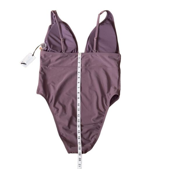 Shade & Shore Women's Torso Plunge Front Swimsuit Mauve Purple XLARGE NWT - Picture 11 of 12